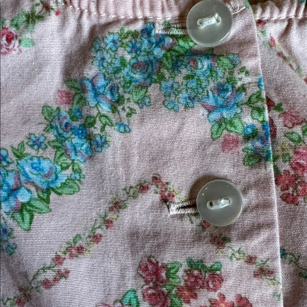Bonnie Baby Pink and Blue Floral Ruffled Romper size 3-6M
